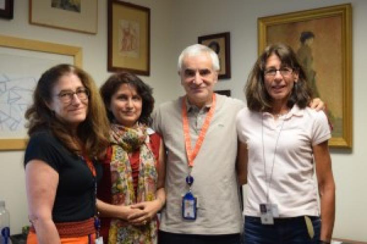 R to L: Drs. Studenski, Deshpande, Ferrucci and Simonsick in Dr. Ferrucci’s office at the National Institute on Aging